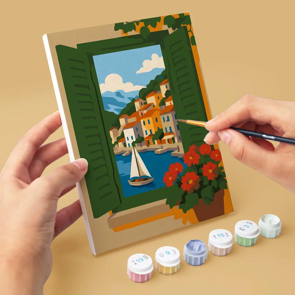 Figured'Art Mini Uitzichten door het Raam schilderen op nummer 6 stuks