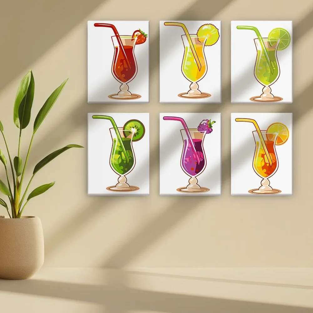 Figured'Art Fruitige Cocktails mini schilderen op nummer 15x20cm 6 stuks