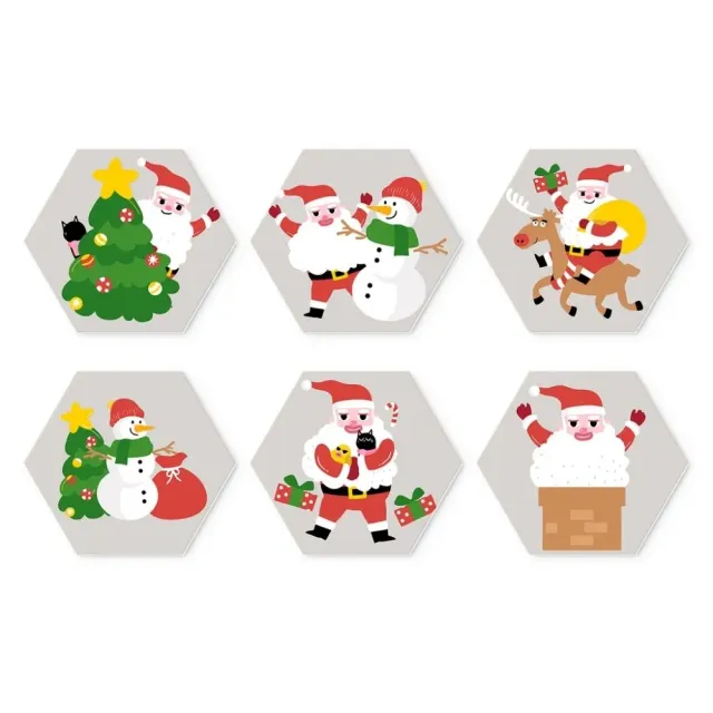 Figured'Art Kerstman en vrienden mini schilderen op nummer 6x zeshoek