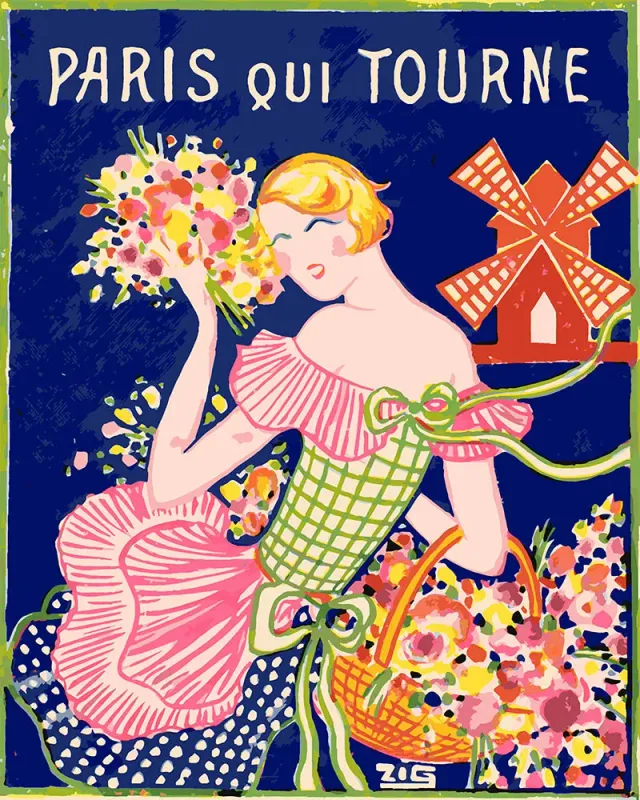 Figured'Art Moulin Rouge Parijs schilderen op nummer 40x50cm vintage