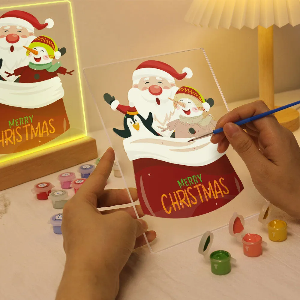 Figured'Art Kerstman 02 schilderen op nummer 15x20cm met LED-licht