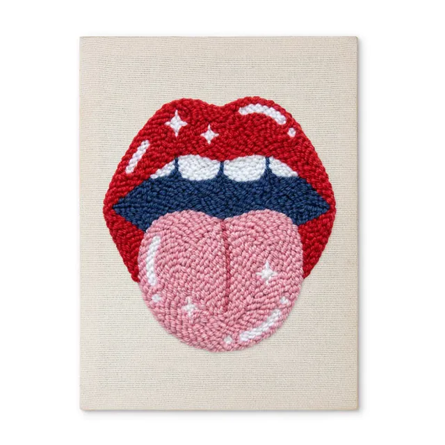 Figured'Art Elektrische Lippen punch needle pakket 20x30 cm katoen