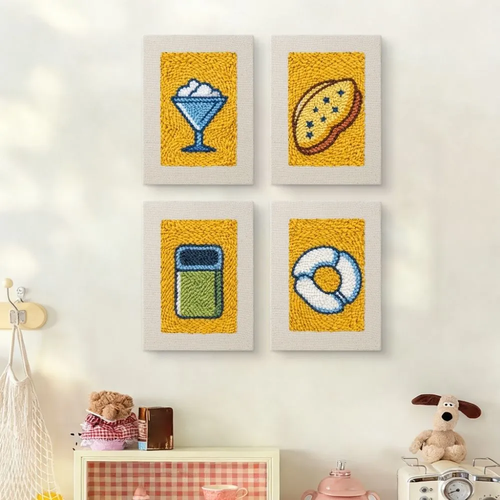 Figured'Art Heerlijke Snacks punch needle set 15x20cm 4 stuks frames