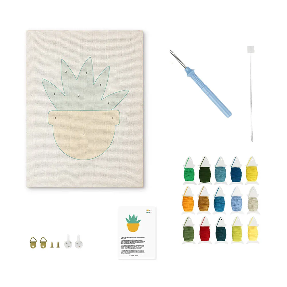 Figured'Art Zongekuste Vetplant punch needle pakket 20x30cm katoen
