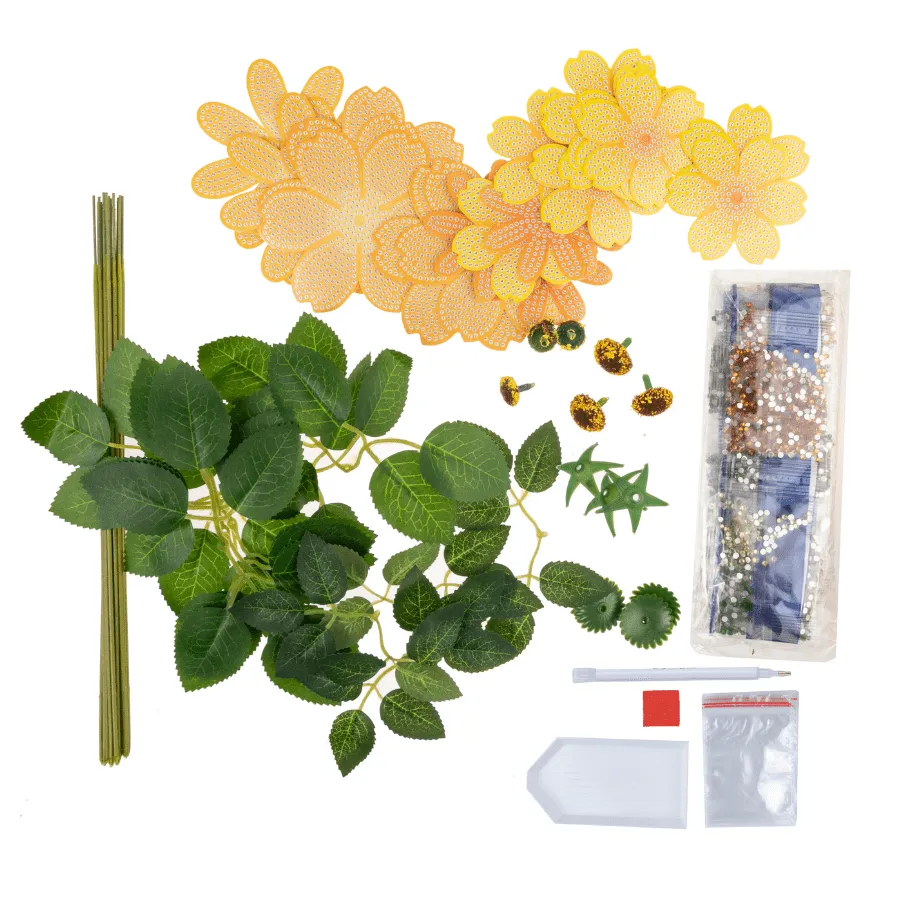 Craft Buddy Crystal Art 3D Flower knutselset geel oranje bloemen
