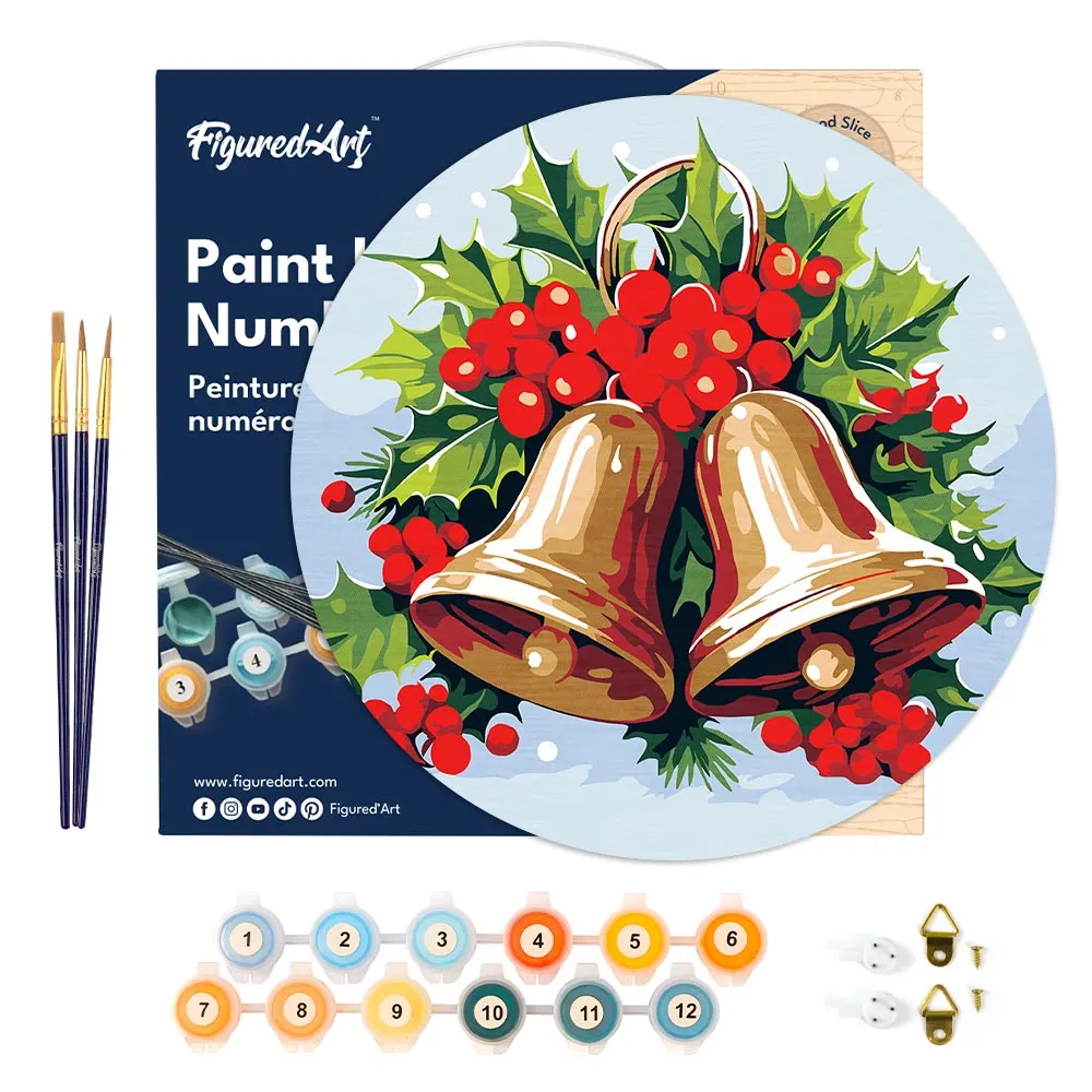 Figured'Art Kerstklokken schilderen op nummer houten schijf 30cm
