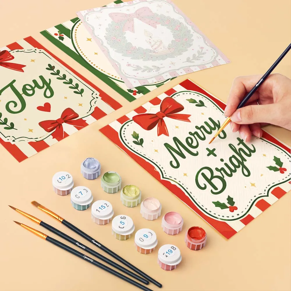 Figured'Art Vrolijke kerstwensen Mini Schilderen op Nummer 6x 15x20 cm
