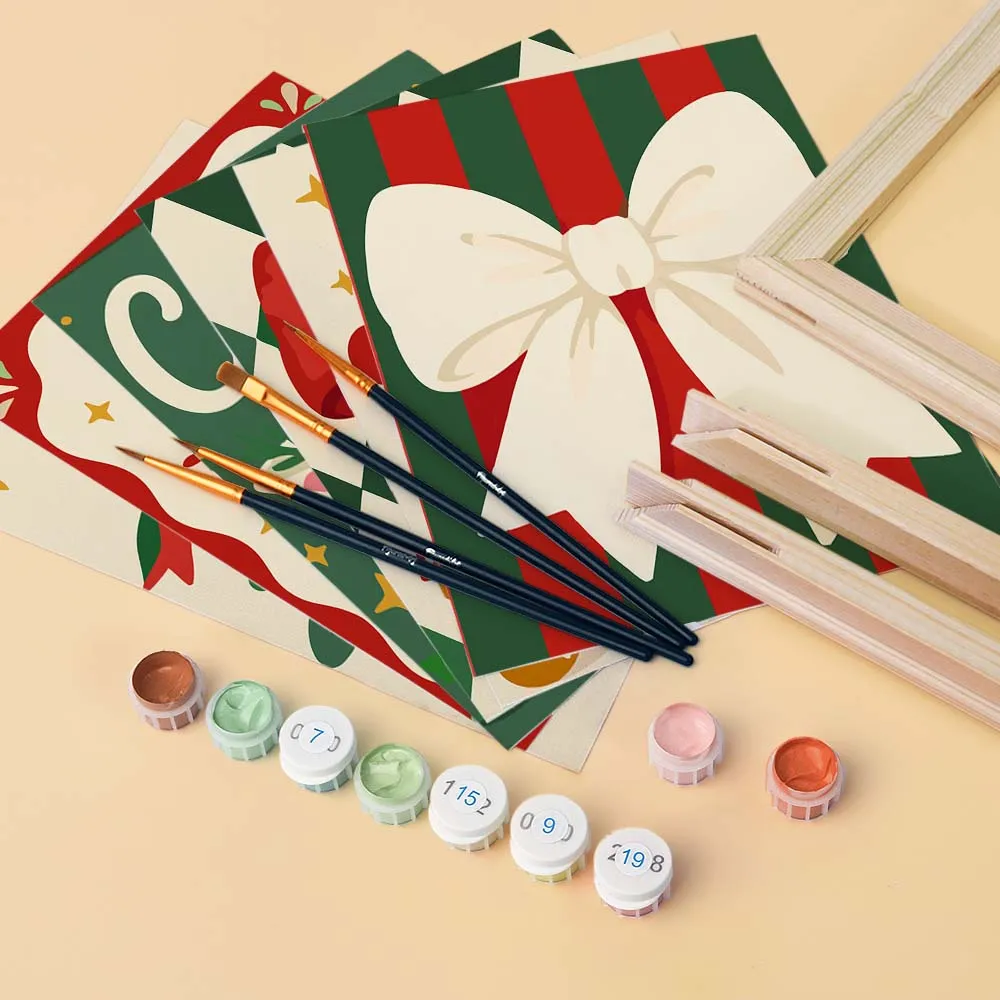 Figured'Art Mini Gezellige kerstsfeer schilderen op nummer 15x20 6 stuks
