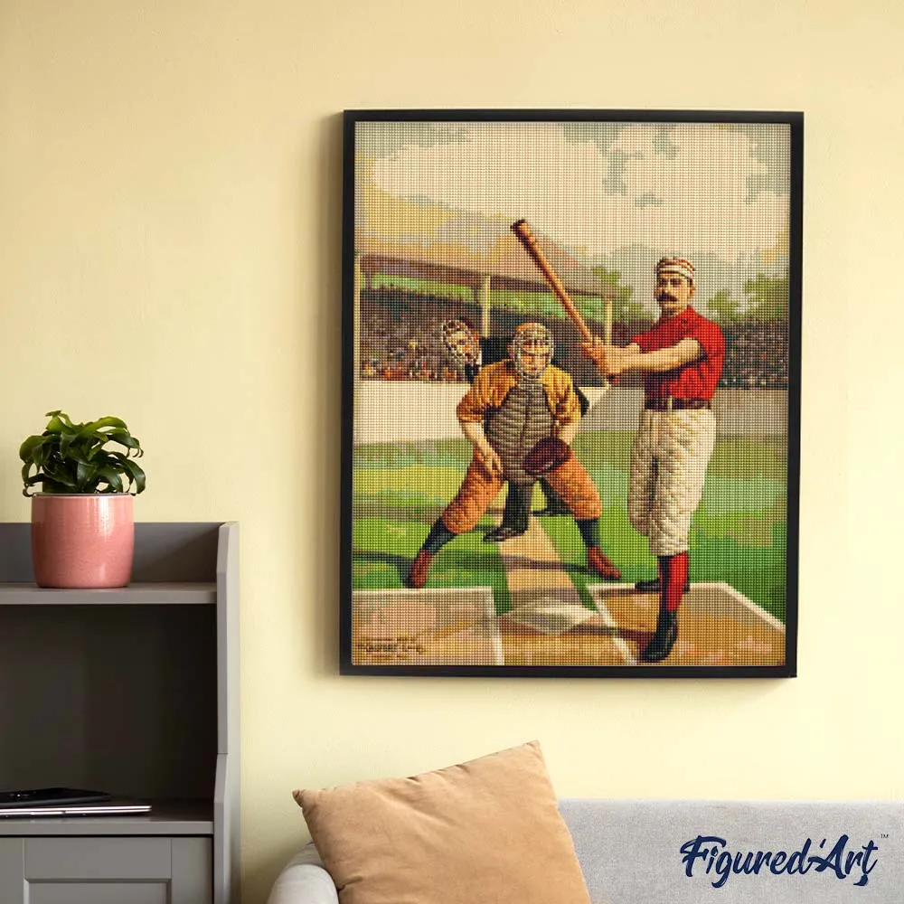 Figured'Art Retro honkbalspelers diamond painting 40x50cm vierkant