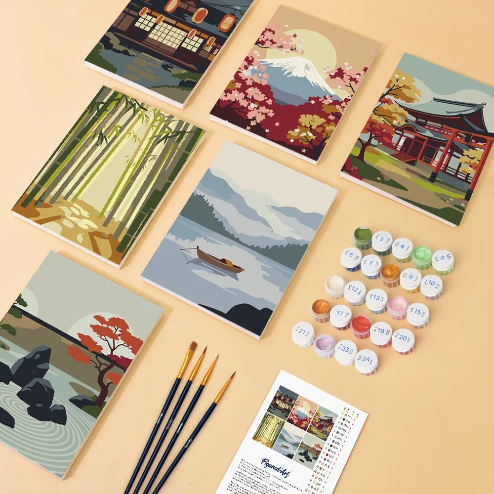 Figured'Art Zen Landschappen mini schilderen op nummer 6 stuks