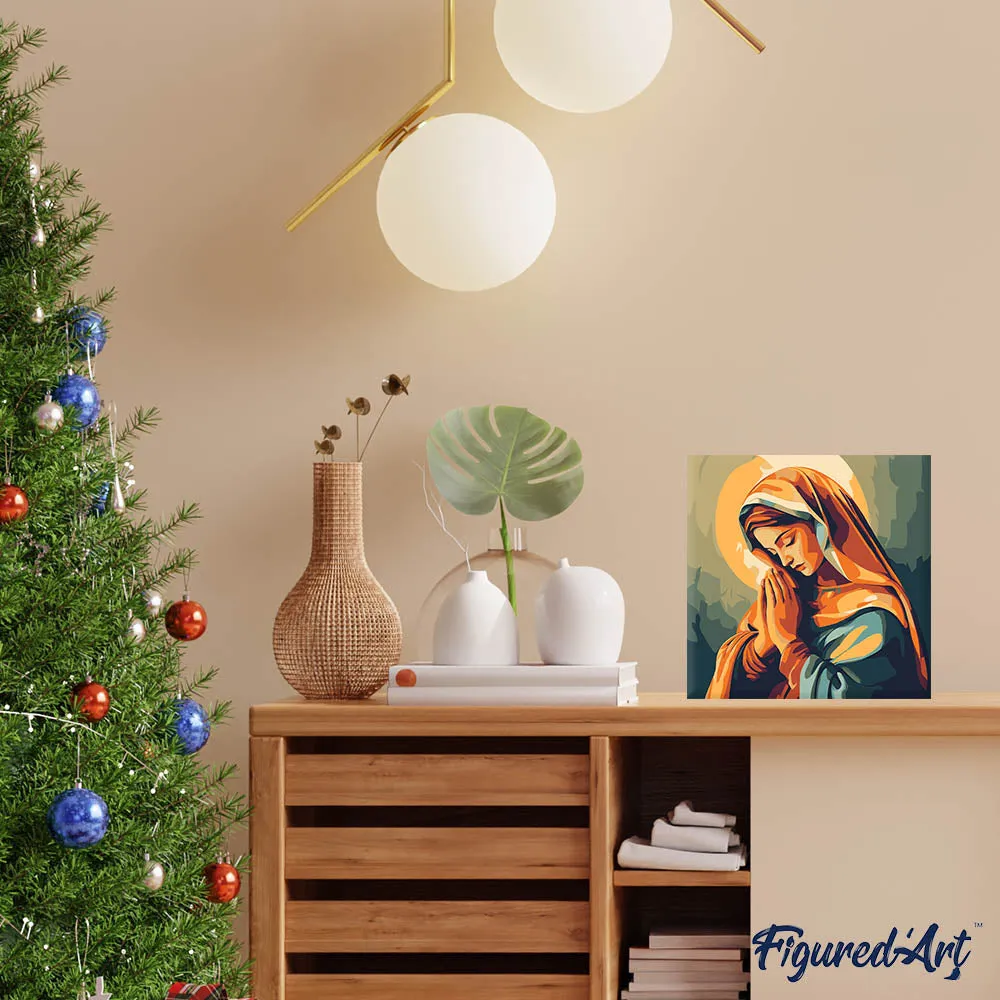 Figured'Art Biddende Maria mini schilderen op nummer 20x20 cm