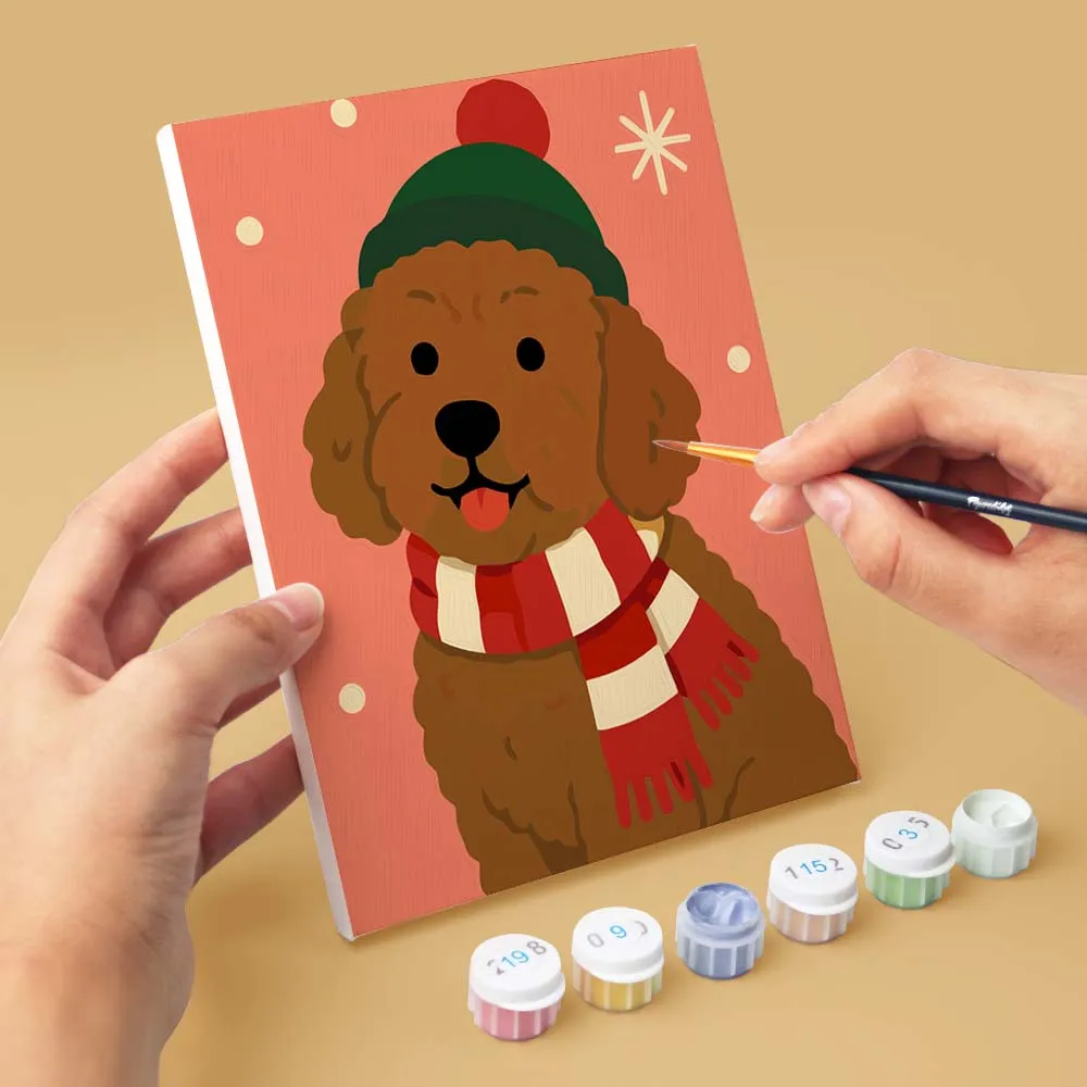 Figured'Art Mini Kerstpuppy's schilderen op nummer 6x 15x20cm