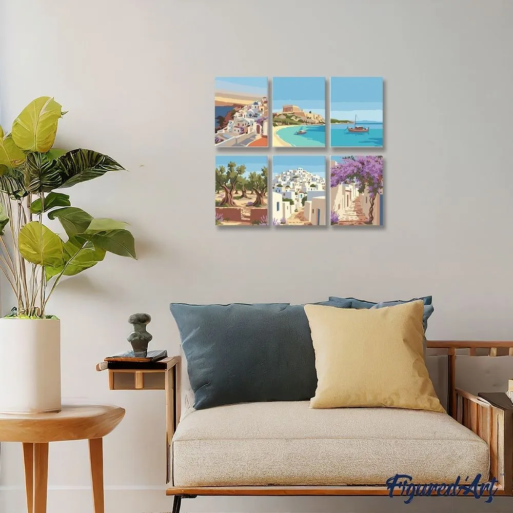 Figured'Art Santorini Dromen mini schilderij 6x15x20cm set