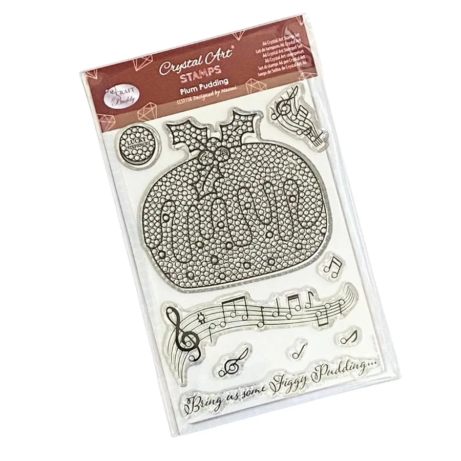 Craft Buddy Crystal Art Plum Pudding A6 stempelset 9 stuks