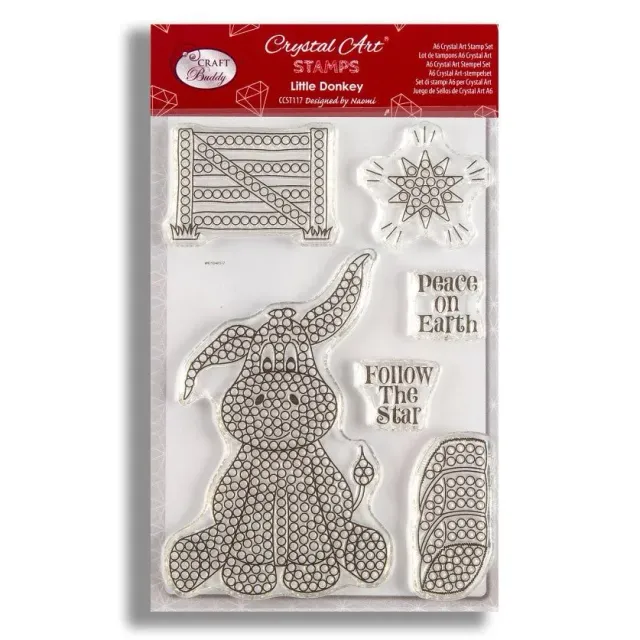 Craft Buddy Crystal Art Little Donkey stempelset A6 kerst 6-delig