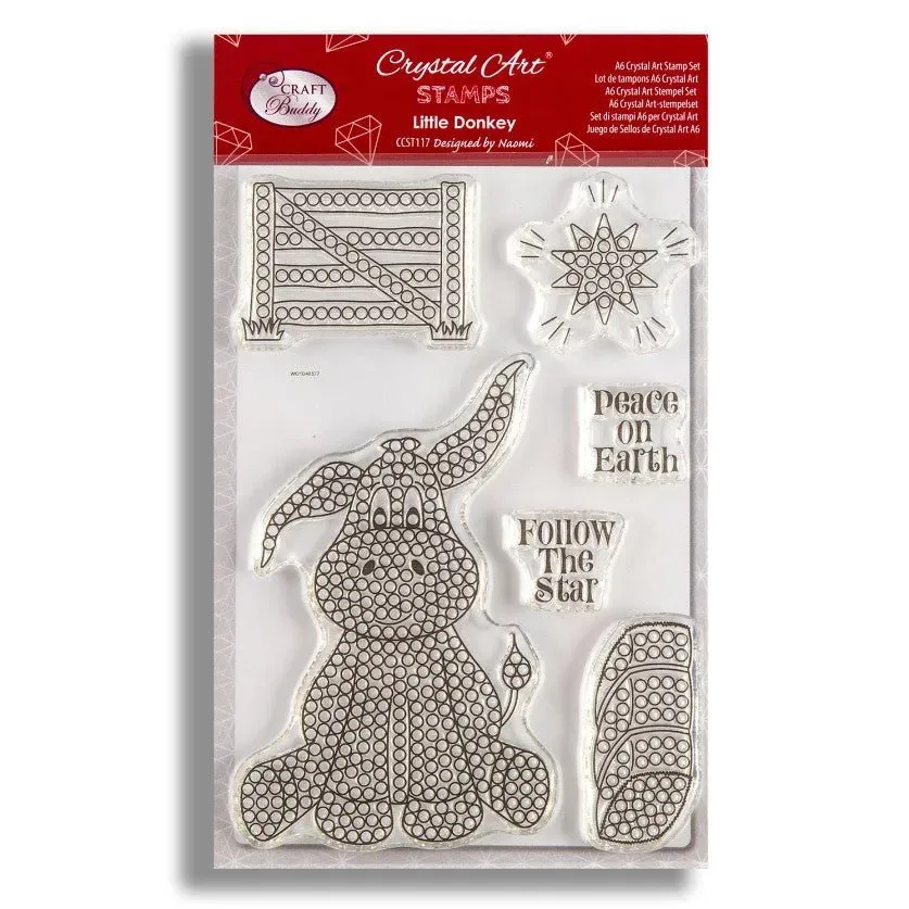 Craft Buddy Crystal Art Little Donkey stempelset A6 kerst 6-delig