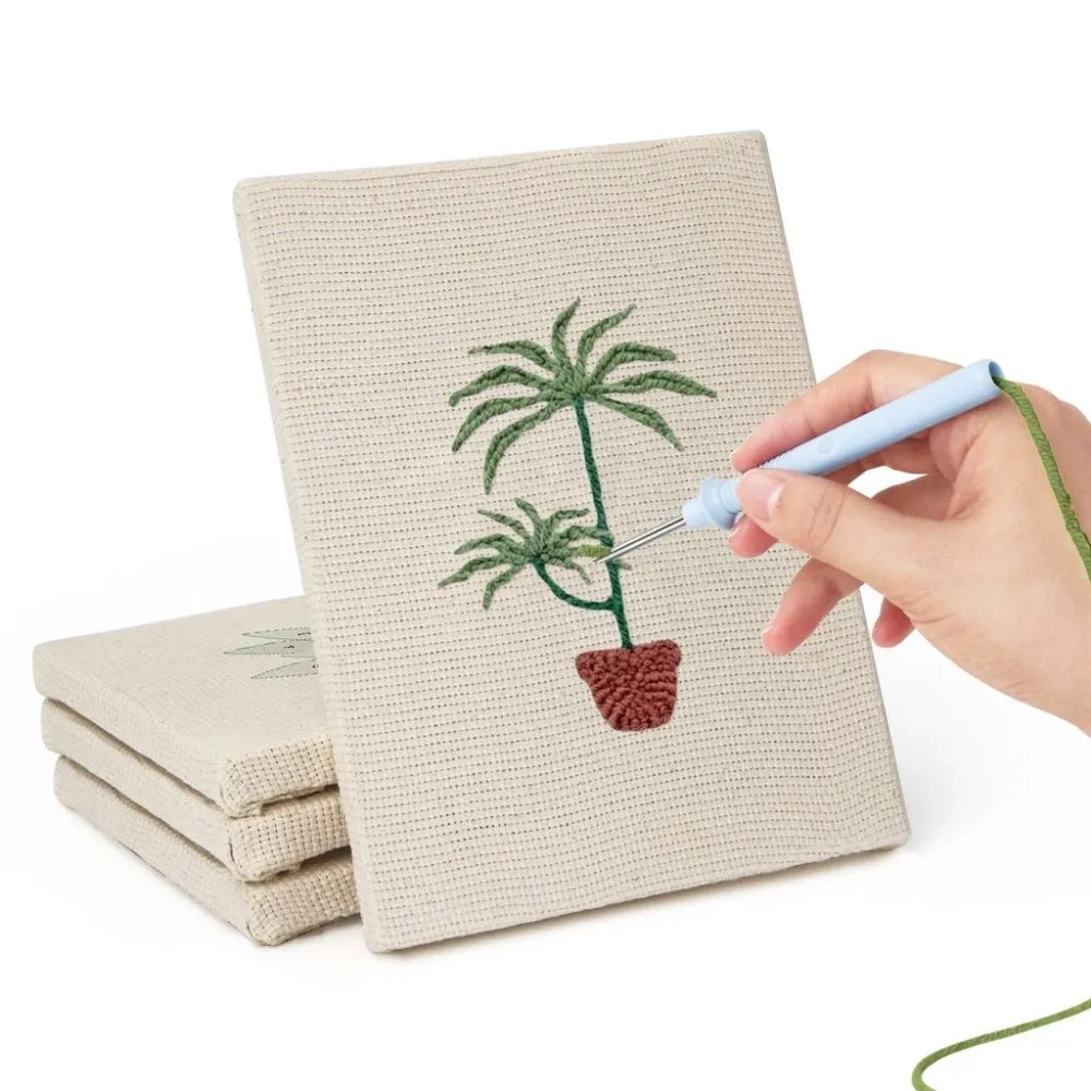 Figured'Art Weelderig Bladgroen punch needle set 4 stuks plant