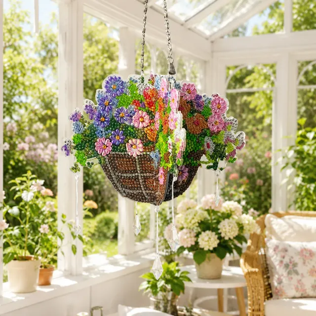 Craft Buddy Crystal Art Flower Wind Chime hanger 73cm bloemen