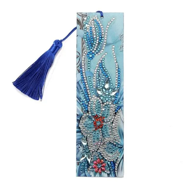 Figured'Art Blauwe Bloemen diamond painting boekenleggers 21x6cm