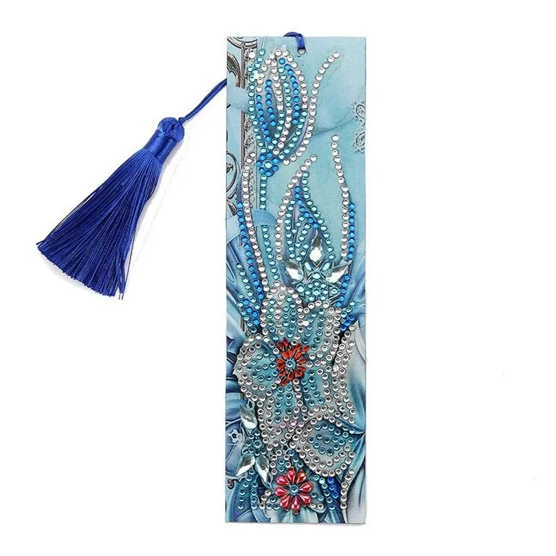 Figured'Art Blauwe Bloemen diamond painting boekenleggers 21x6cm