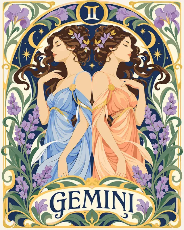 Figured'Art Art Nouveau Sterrenbeeld Tweeling schilderen op nummer