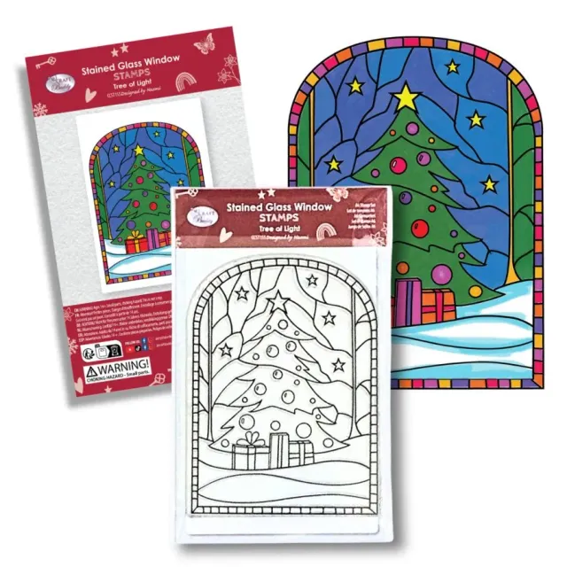 Craft Buddy Tree of Light stempelset A6 stained glass