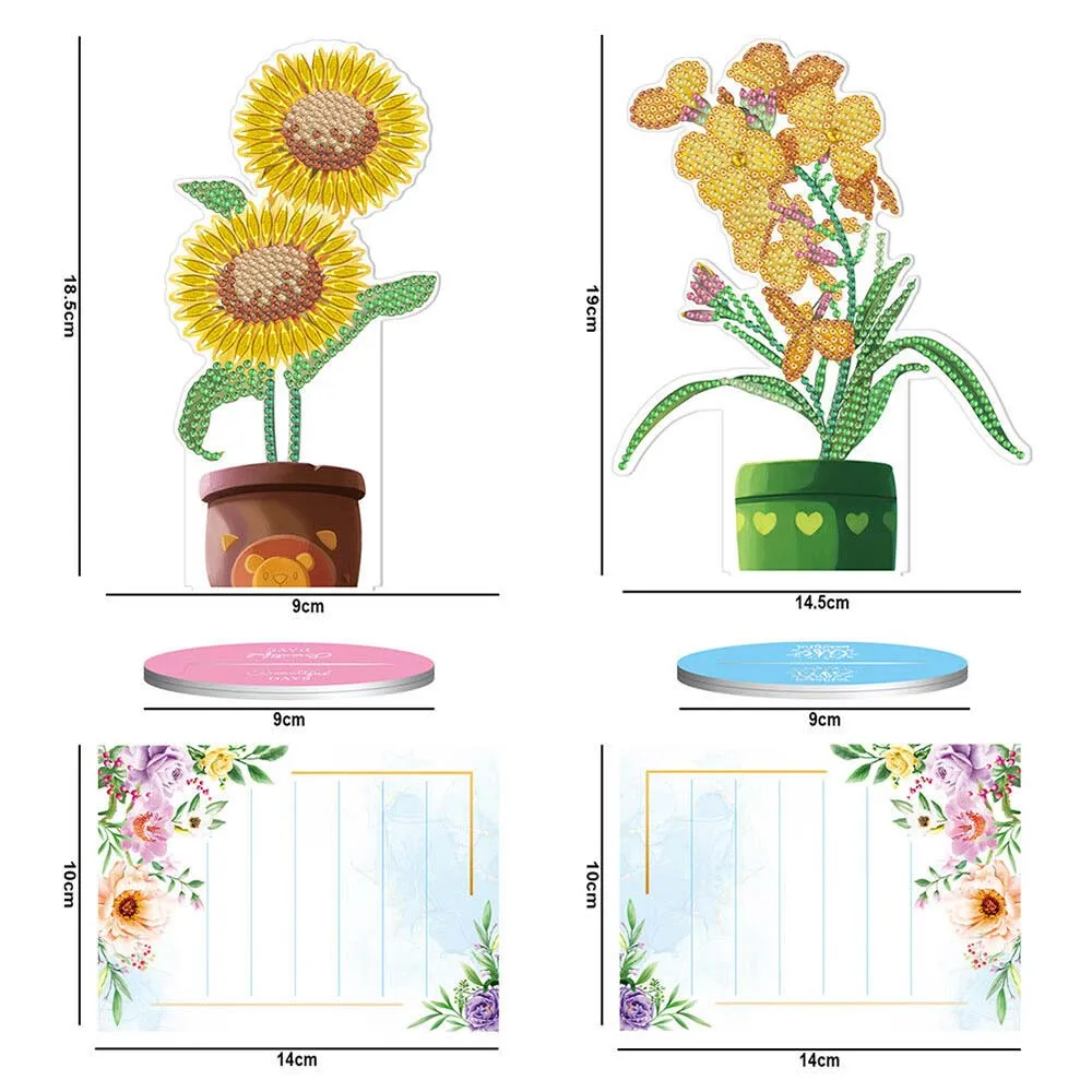 Figured'Art Bloemen diamond painting notitiehouder 2 stuks kunststof