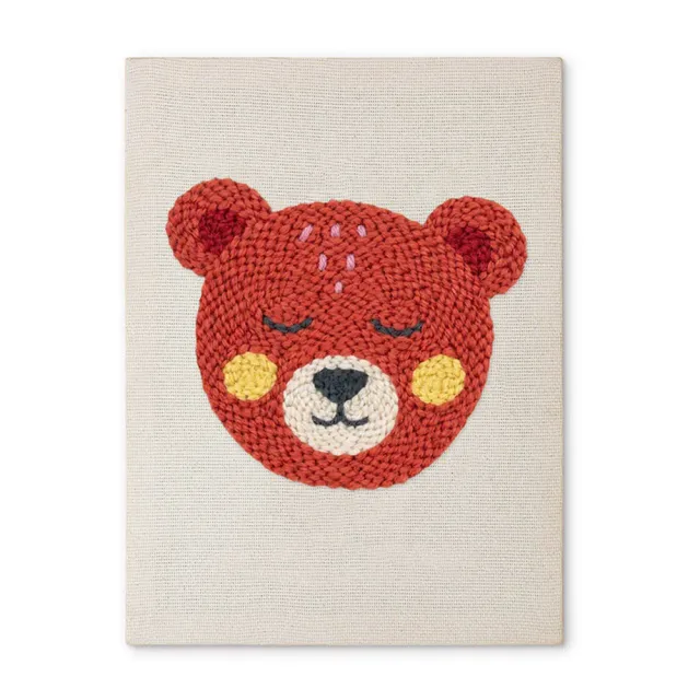 Figured'Art Knuffelbeer punch needle pakket 20x30cm met frame zacht