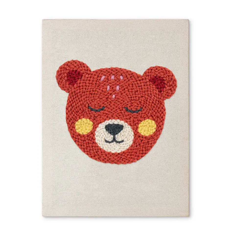 Figured'Art Knuffelbeer punch needle pakket 20x30cm met frame zacht