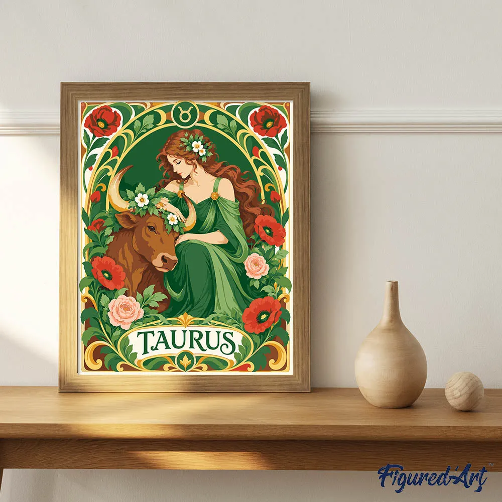 Figured'Art Art Nouveau Sterrenbeeld Stier schilderen op nummer 40x50 cm