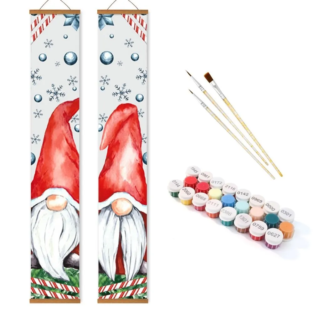 Figured'Art Sneeuwgnomen schilderen op nummer deurbanner 2x 20x120 cm
