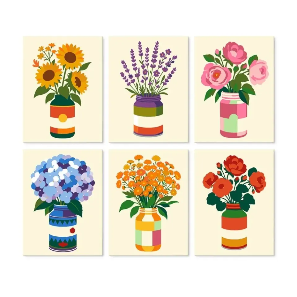 Figured'Art Mini Serie Rustieke bloemenvazen schilderen op nummer 6st