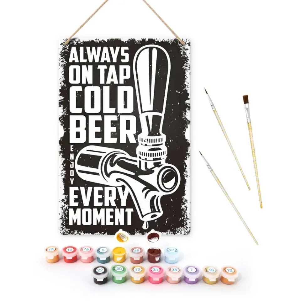 Figured'Art Metalen Poster Koud Bier Zwart & Wit 30x20 cm retro