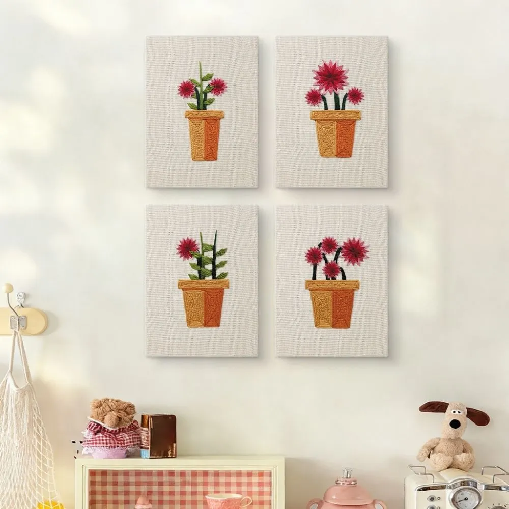 Figured'Art Bloeiende Mini Potjes 3 punch needle 4 stuks 15x20