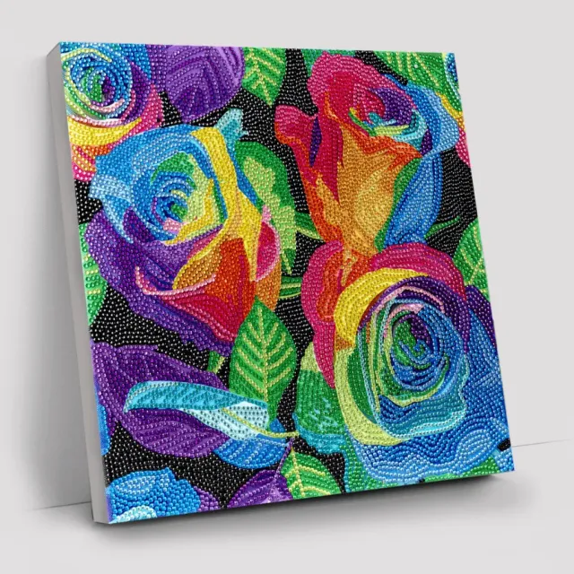 Craft Buddy Crystal Art Rainbow Roses canvas 30x30 cm