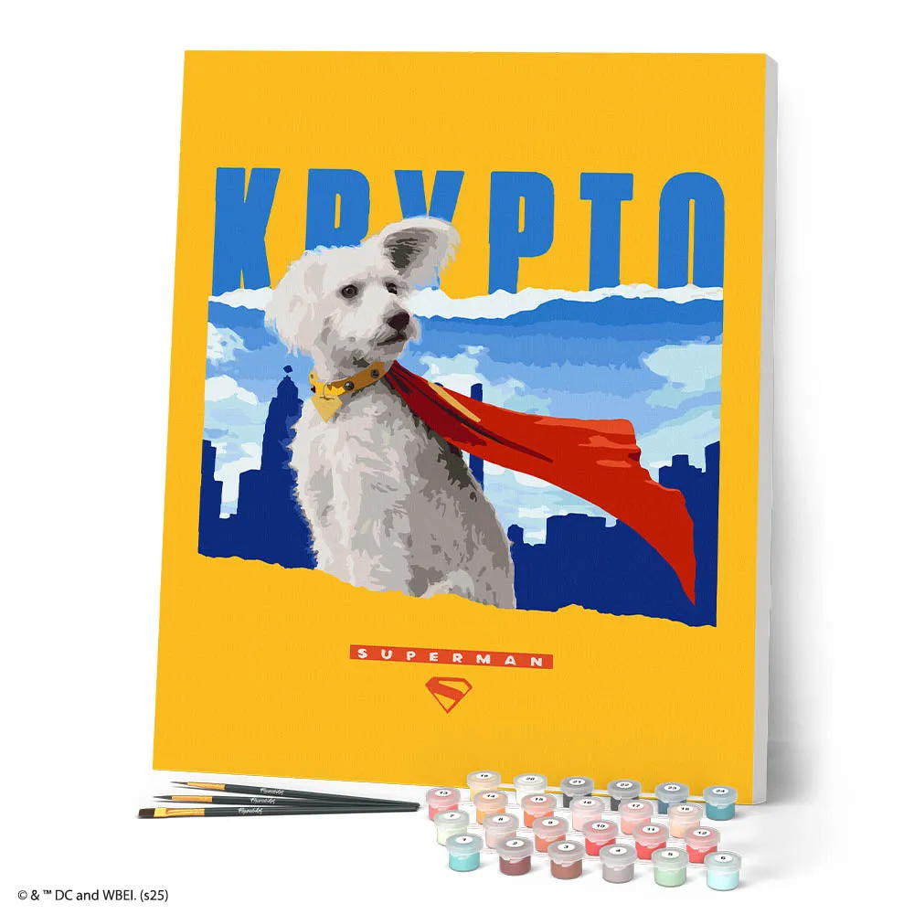 Figured'Art Superman Krypto schilderen op nummer 40x50 DC collector