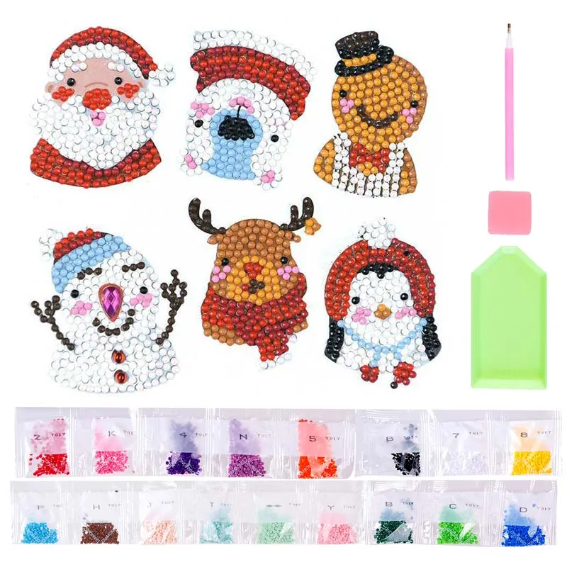 Figured'Art Kerstset 3 diamond painting stickers 6 stuks kerst