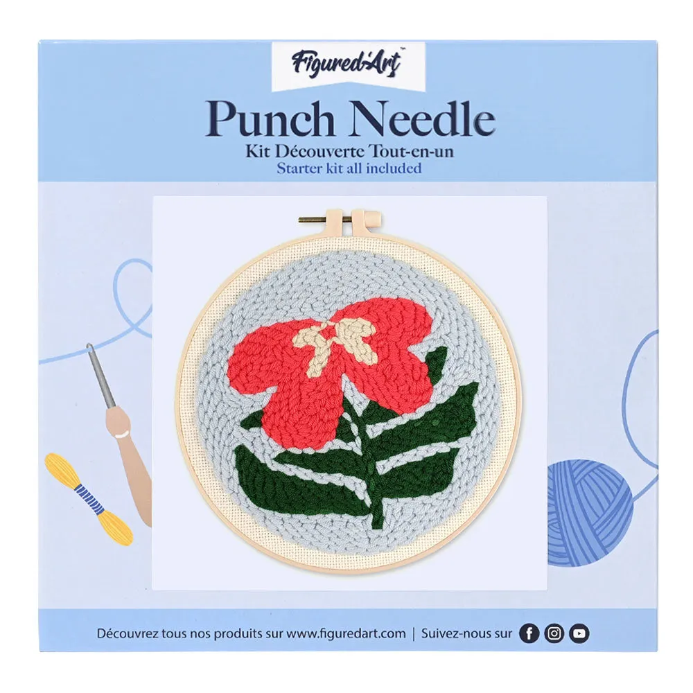 Figured'Art Punch Needle Hibiscus borduurpakket 20cm katoen wol beginners