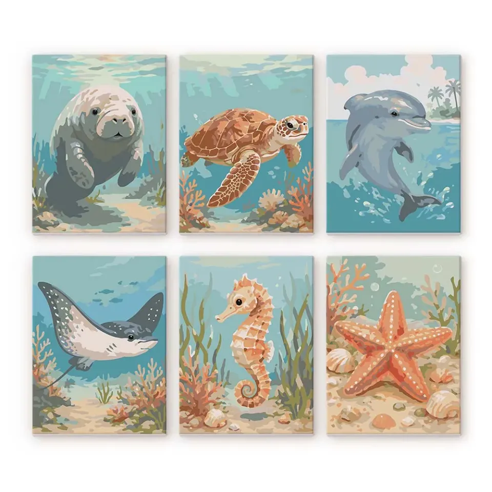 Figured'Art Schatten Oceaan schilderen op nummer 15x20cm 6 stuks