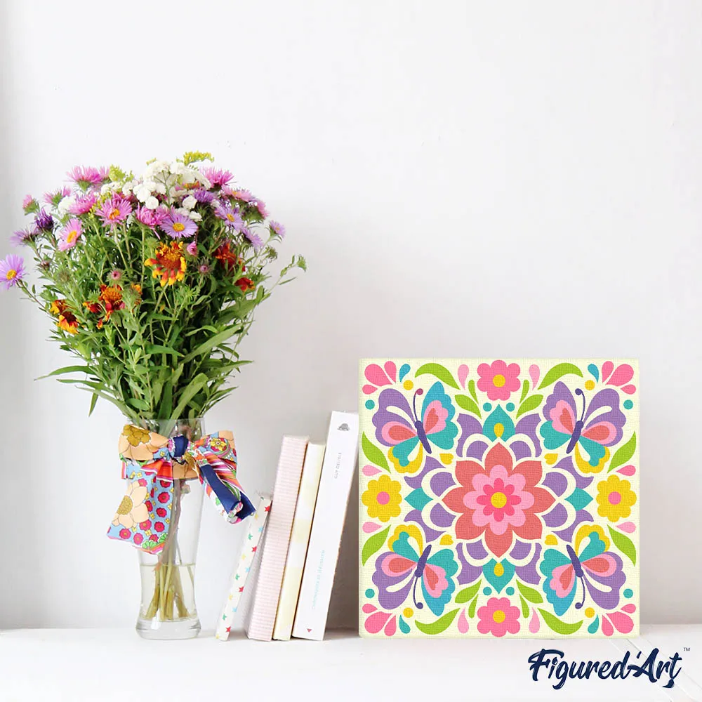 Figured'Art Vlindermandala mini schilderen op nummer 20x20