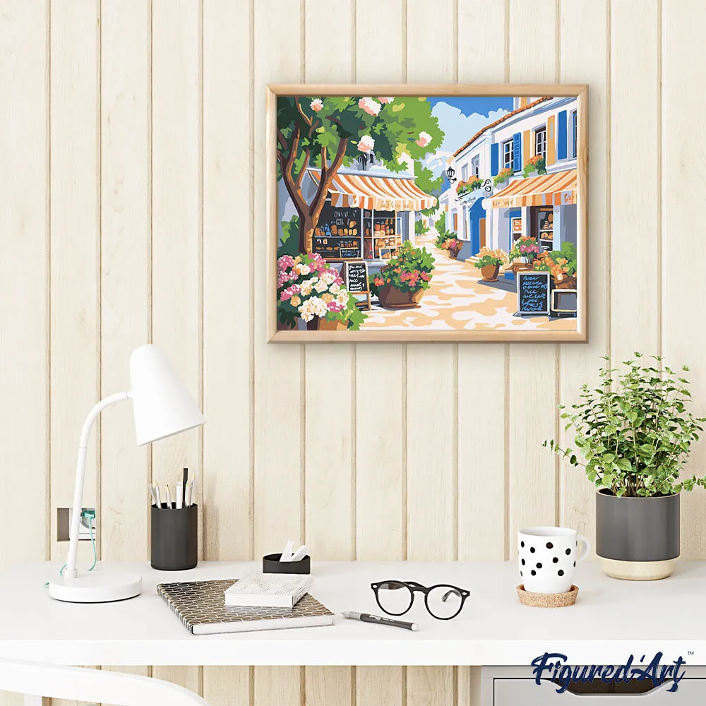 Figured'Art Zonnige Bloemenstraat Schilderen op Nummer 40x50 cm