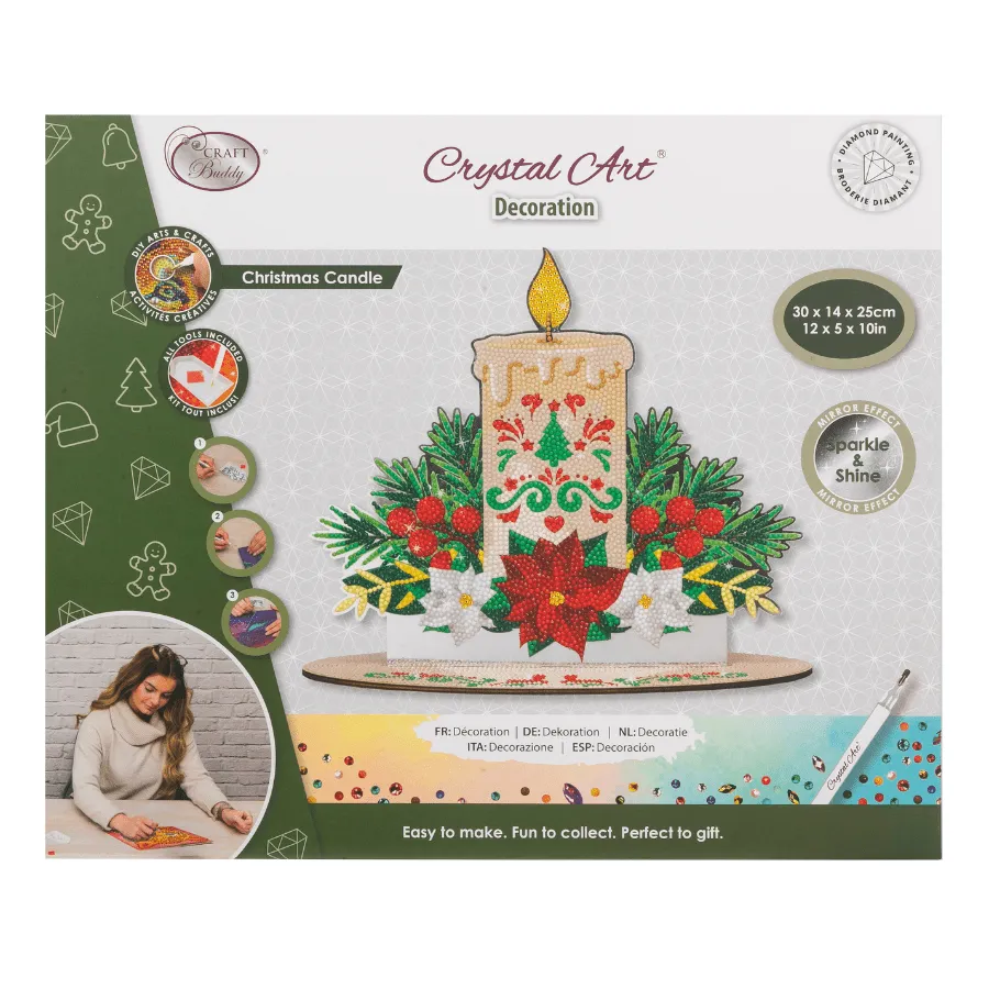 Craft Buddy Crystal Art Christmas Candle decoratiekit spiegel