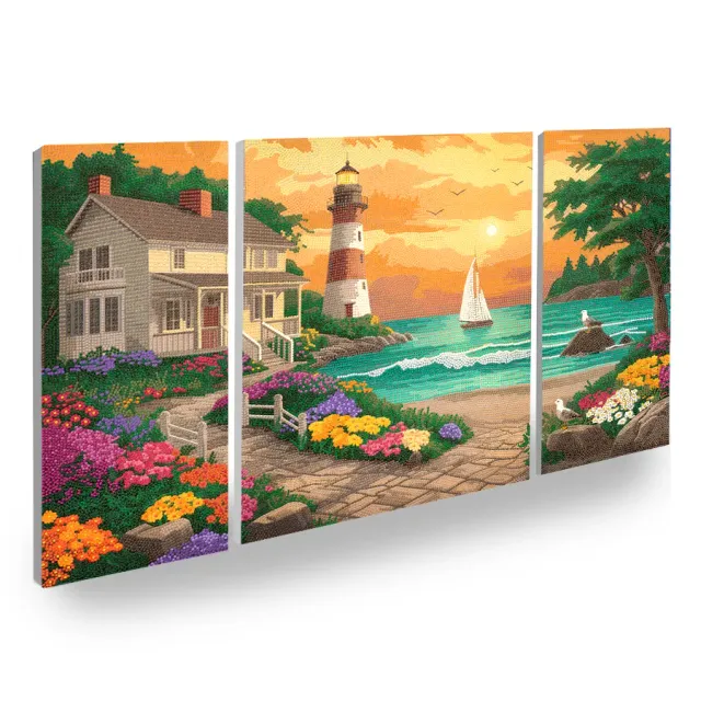 Craft Buddy Crystal Art Eventide Lighthouse canvas drieluik