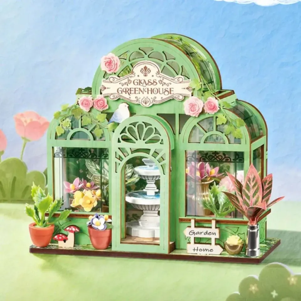 Figured'Art Green fontein-tuin miniatuurhuisje 3D puzzel 115st