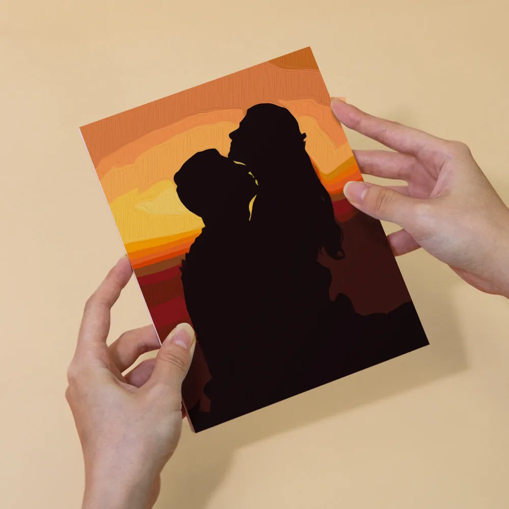 Figured'Art Mini Romantische Zonsondergang Silhouetten schilderen op nummer 6x 15x20cm