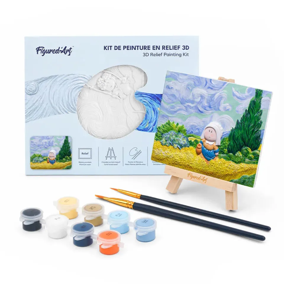 Figured'Art 3D Schilderij De Wandelaarster Tarweveld Reliëfkit