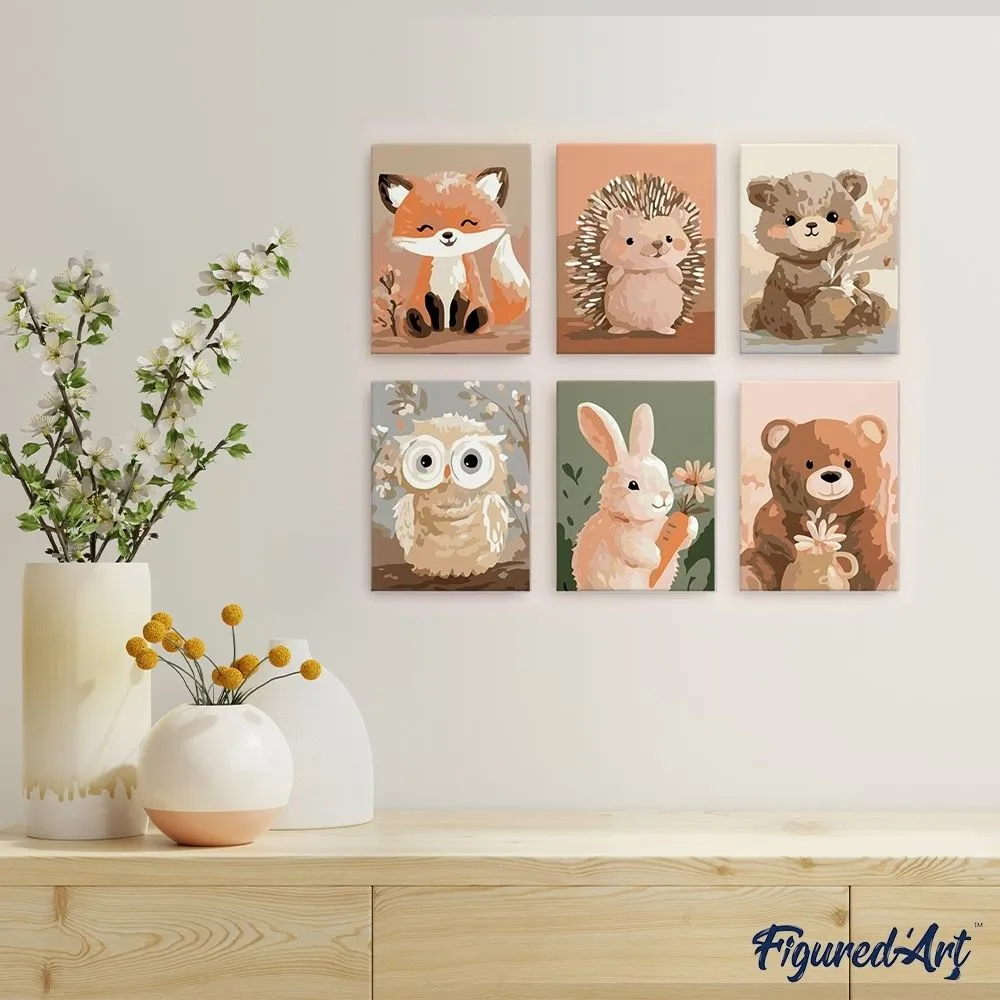 Figured'Art Mini Bosportretten 2 schilderen op nummer 15x20cm 6 stuks
