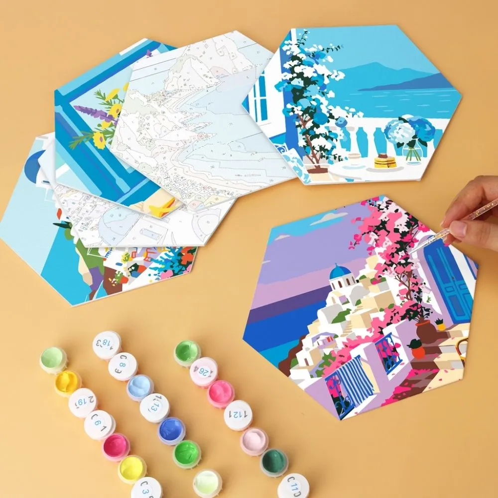 Figured'Art Mini Serie Blauwe en witte ontsnapping schilderen op nummer 6 stuks
