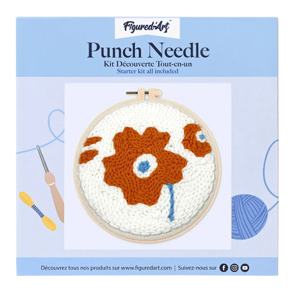 Figured'Art Klaproos punch needle pakket 20x20 cm wol beginners