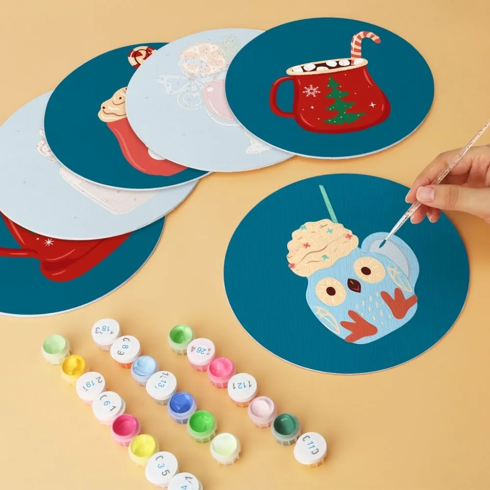 Figured'Art Warme winterdrankjes mini schilderen op nummer 6 stuks